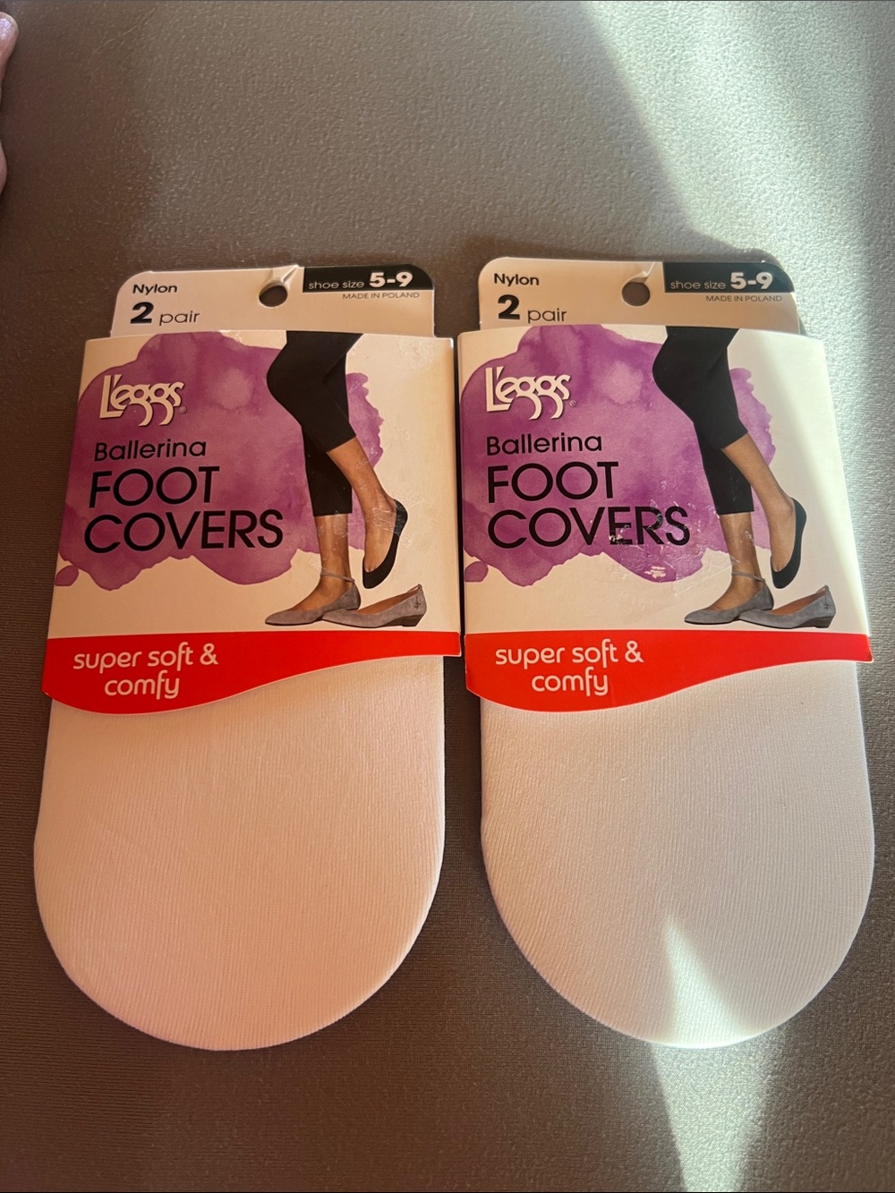 Leggs 4 Pairs of White Ballerina Foot Covers, Women Shoe Size 5-9, new in pkgs.